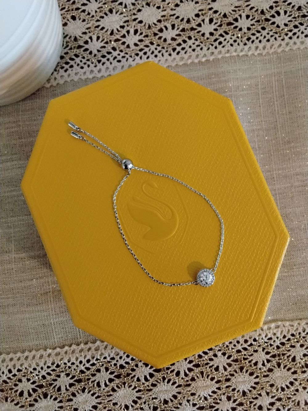 Swarovski Silver Pavé Slider Bracelet with White Sparkle